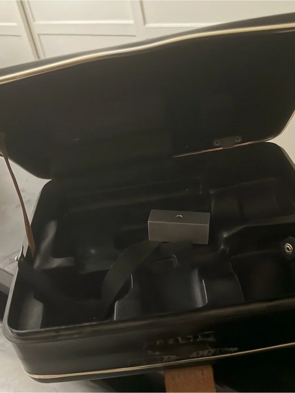 Vintage Retro Canon Black Leather Briefcase with Silver Trim